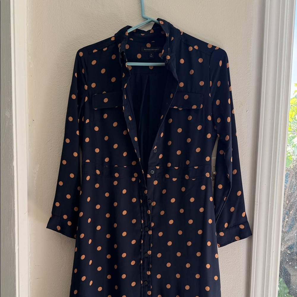 Banana Republic Black Maxi Dress with Tan Polka Dots